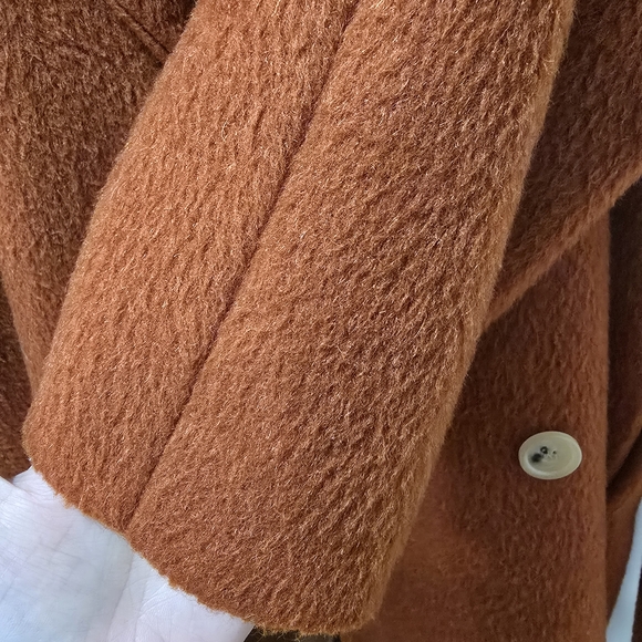 Women's Double-Breasted Rust Coat - Picture 3 of 7